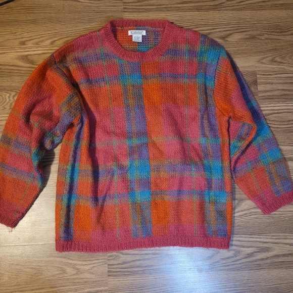 Vintage Rainbow Plaid Sweater - Picture 1 of 8